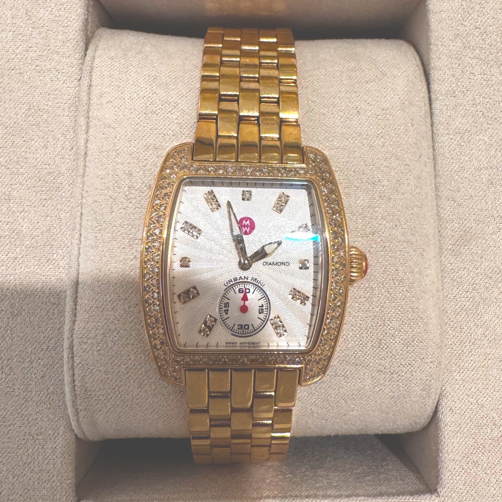 Mini Urban Michel Gold Watch with Diamond Accents